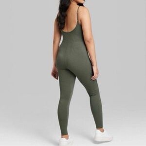 NWT XXL Wild Fable Ribbed Olive Green Full-length Jumpsuit Sleeveless Bodysuit